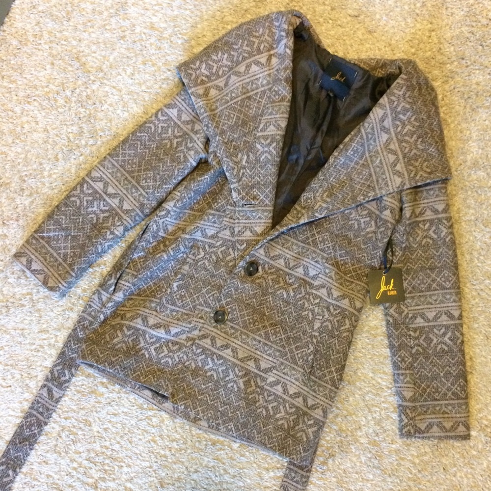 Jack by BB Dakota - Brown Aztec Patterned Coat - M